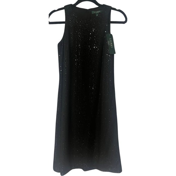 Ralph Lauren Black Sequined Shimmer Sleeveless Shift Dress‎ Size 2 NWT $… - Picture 1 of 7